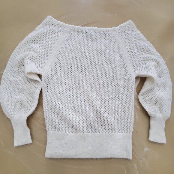 REISS Laurie Open-Knit Alpaca-Wool Blend Women's Off Shoulder Sweater Size XS - Picture 3 of 11